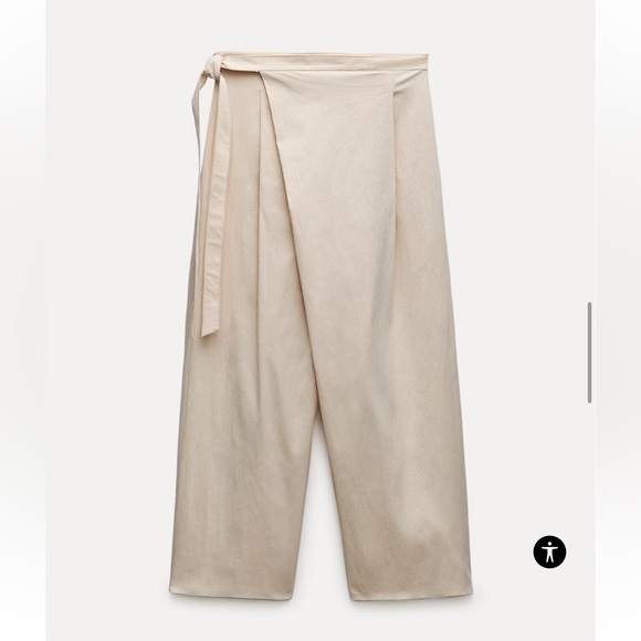 Zara ZW Collection Wrap Front Pants Side Tie Size Medium/Large available NWT - Picture 6 of 11